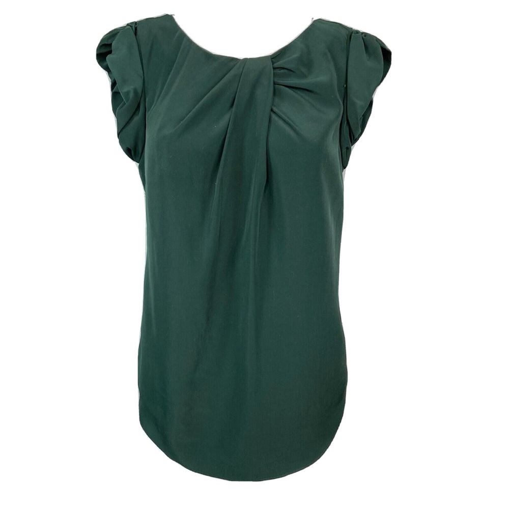 RACHEL Rachel Roy Timeless Green Flattering Fit Regency Workwear Pleated Blouse
